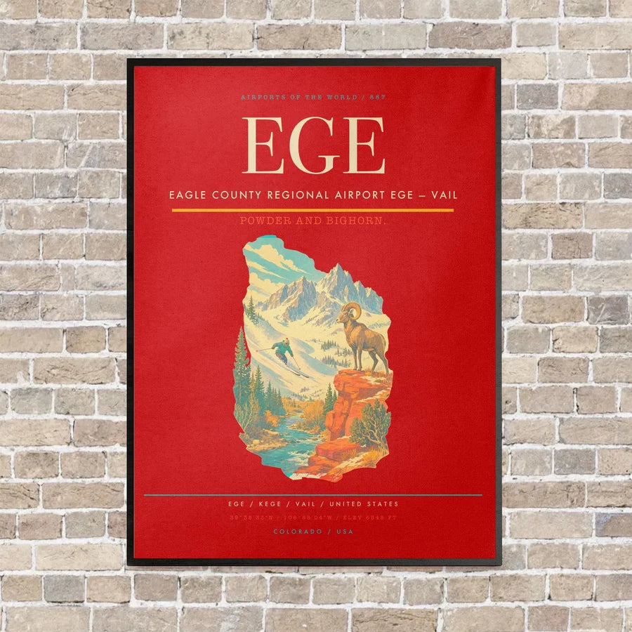 Eagle County Regional Airport EGE — Vail vertical canvas print - framed - red background