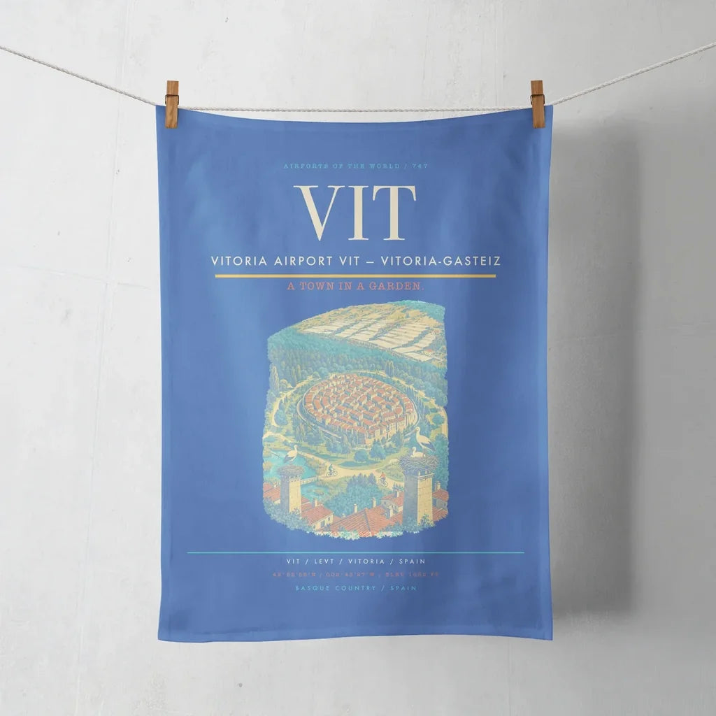 Vitoria Airport (VIT) design on blue towel