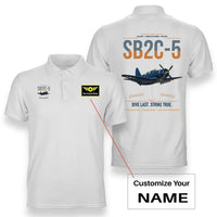 Thumbnail for SB2C-5 Helldiver design on white+name double-side polo t-shirt, double-side print