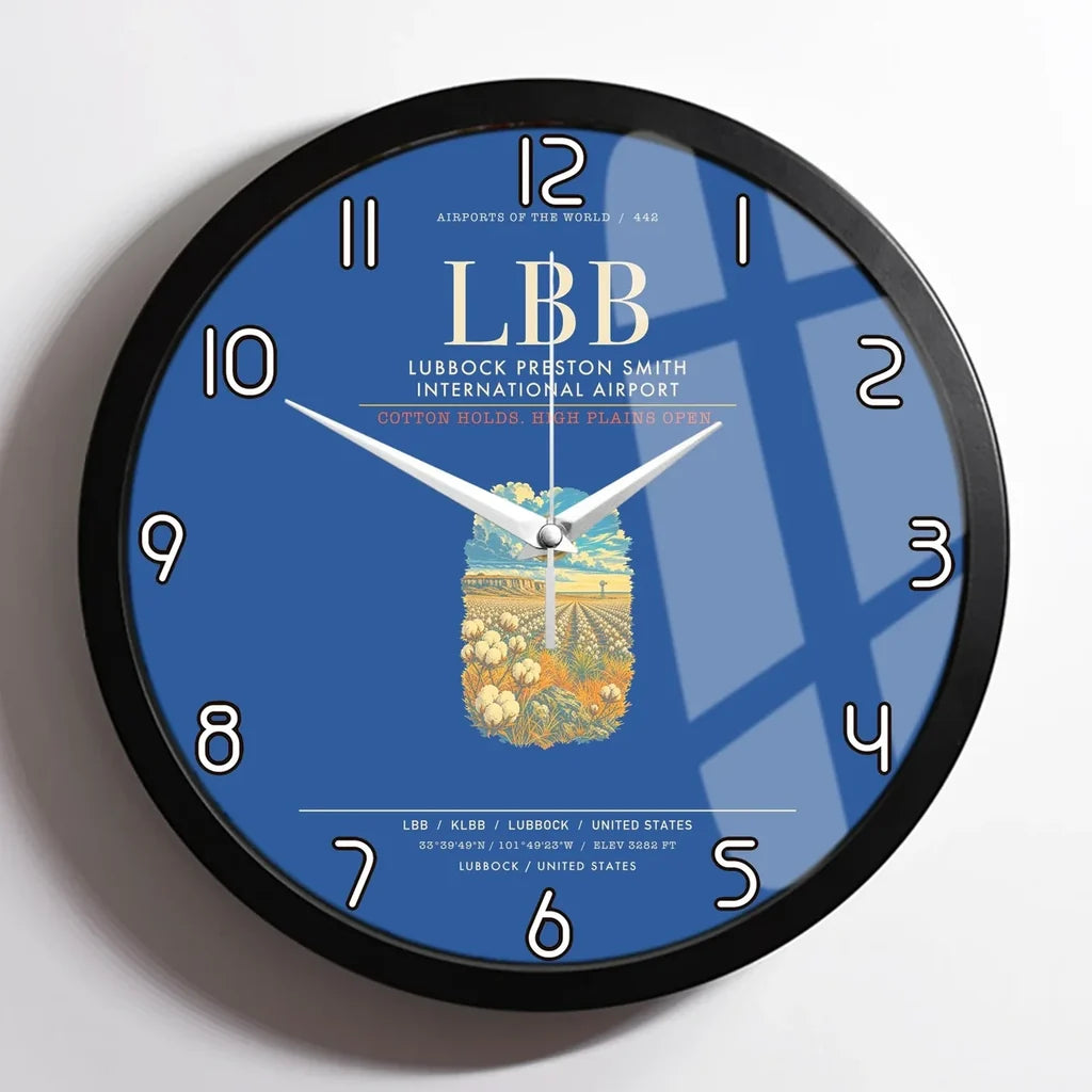 Lubbock Preston Smith International Airport LBB Wall-Clock Framed - Blue
