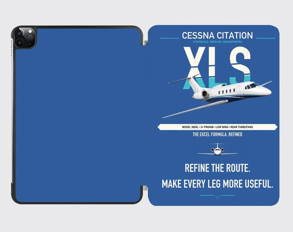 Cessna Citation XLS design on blue ipad tablet case