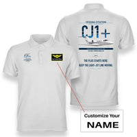 Thumbnail for Cessna Citation CJ1+ design on white+name double-side polo t-shirt, double-side print
