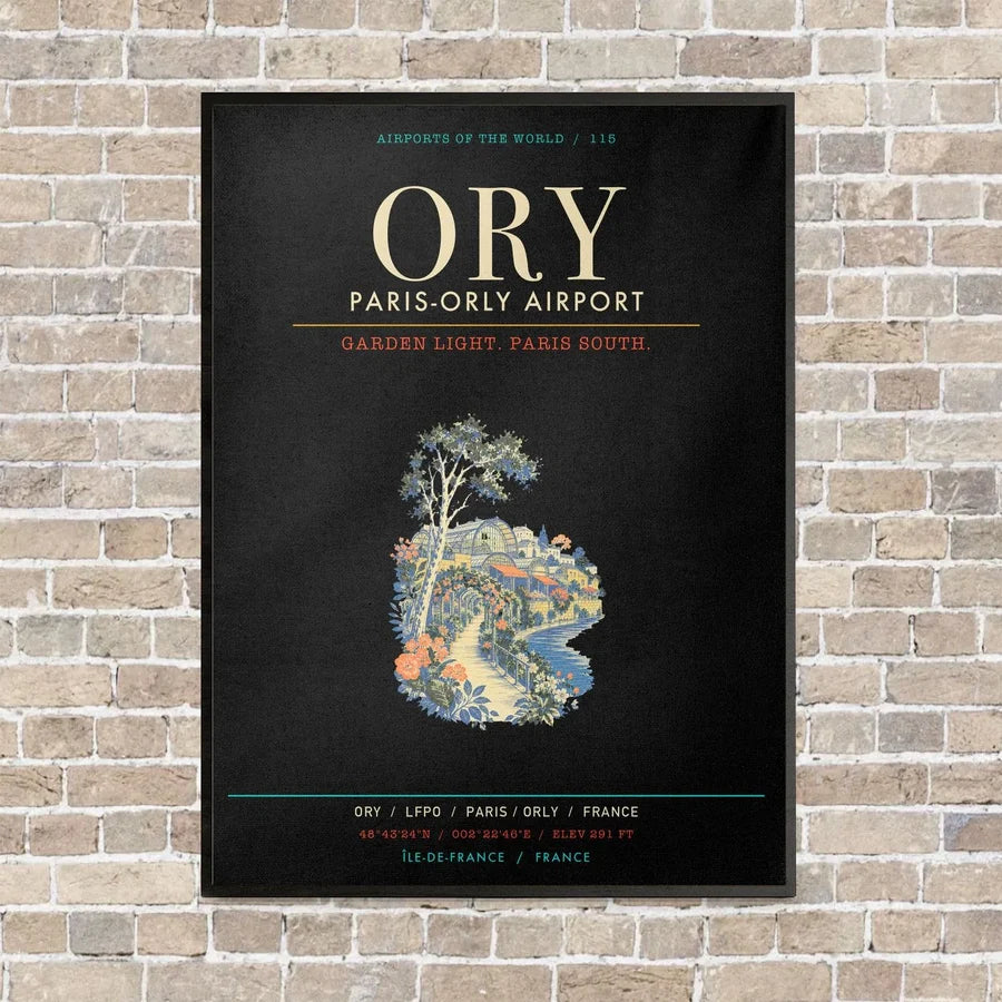 Paris-Orly Airport ORY - Canvas Framed - Black