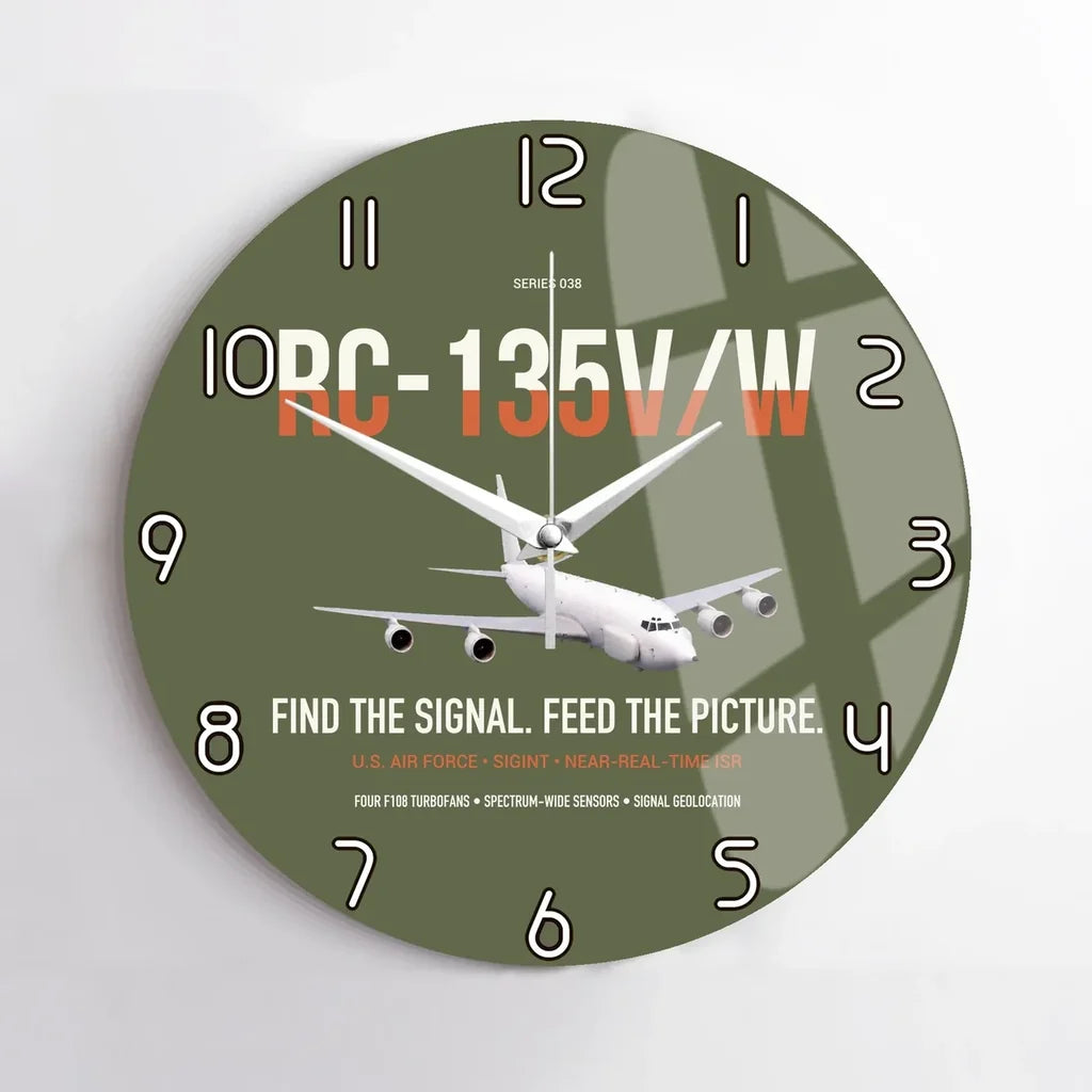 RC-135V W Rivet Joint design on green army no frame wall clock
