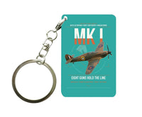 Thumbnail for Hawker Hurricane Mk I design on turquoise designed key chain, double-side print