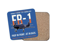 Thumbnail for FR-1 Fireball Prop in Front Jet in Back design on blue 1 piece coaster
