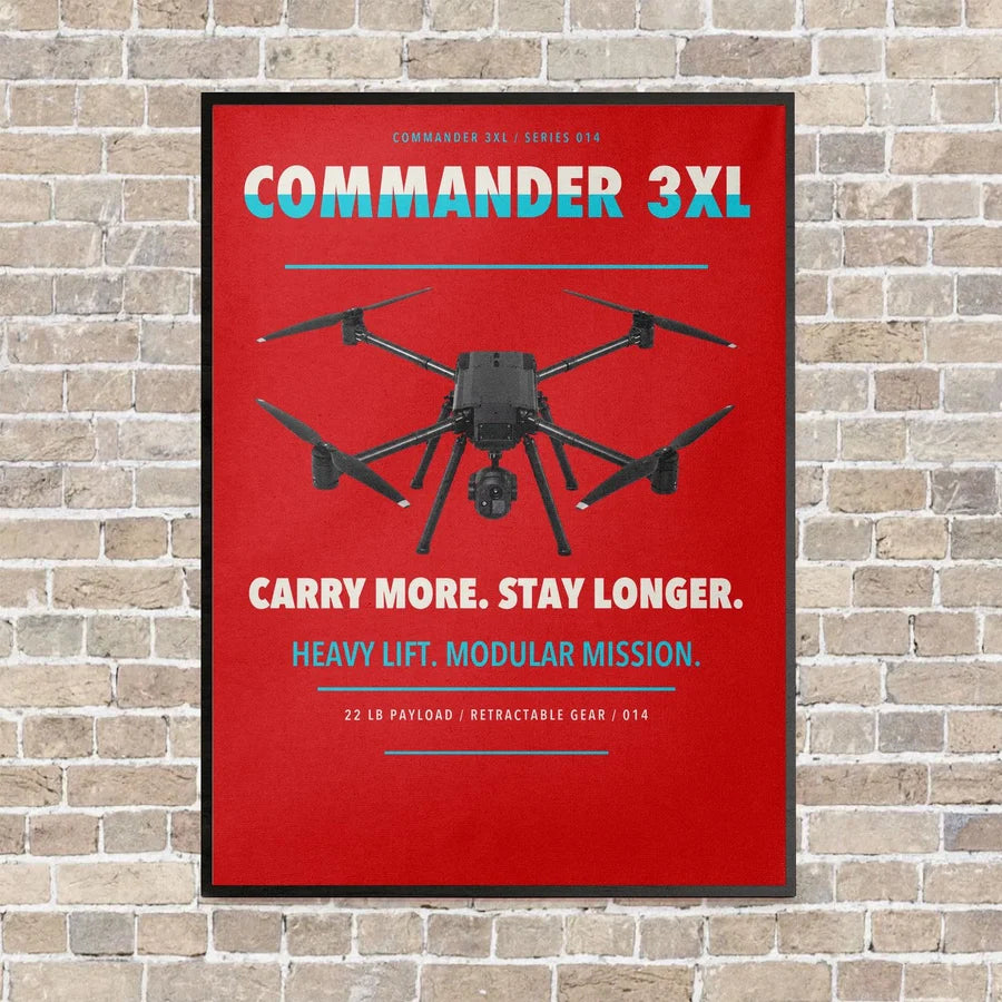 Draganfly Commander 3XL vertical canvas print - framed - red background