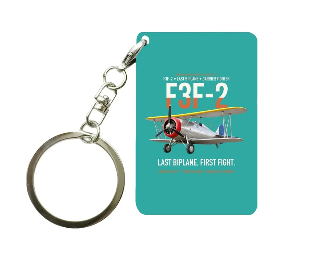 F3F-2 LAST BIPLANE Key Chain design on turquoise key chain