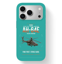 Thumbnail for Boeing AH-64E Apache Guardian design on turquoise magsafe iphone case, for iPhone 17 Pro