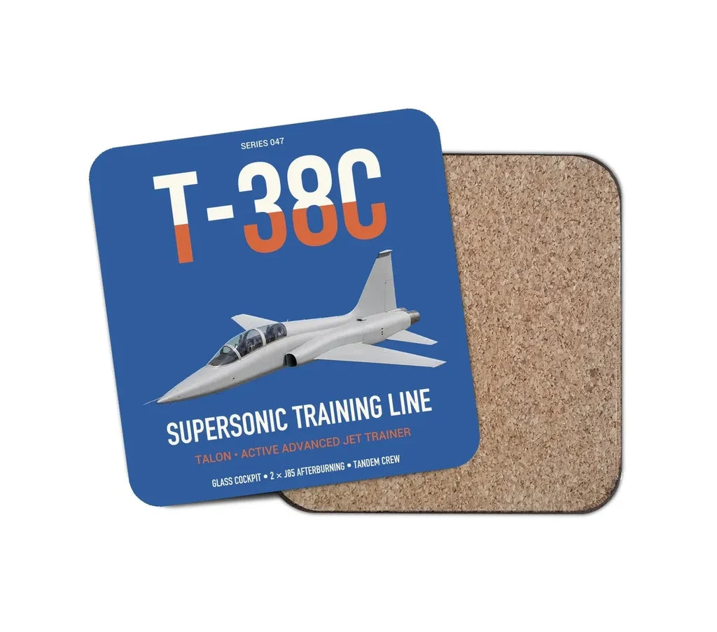 T-38C Talon design on blue 1 piece coaster
