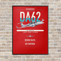 Thumbnail for Diamond DA62 vertical canvas print - framed - red background