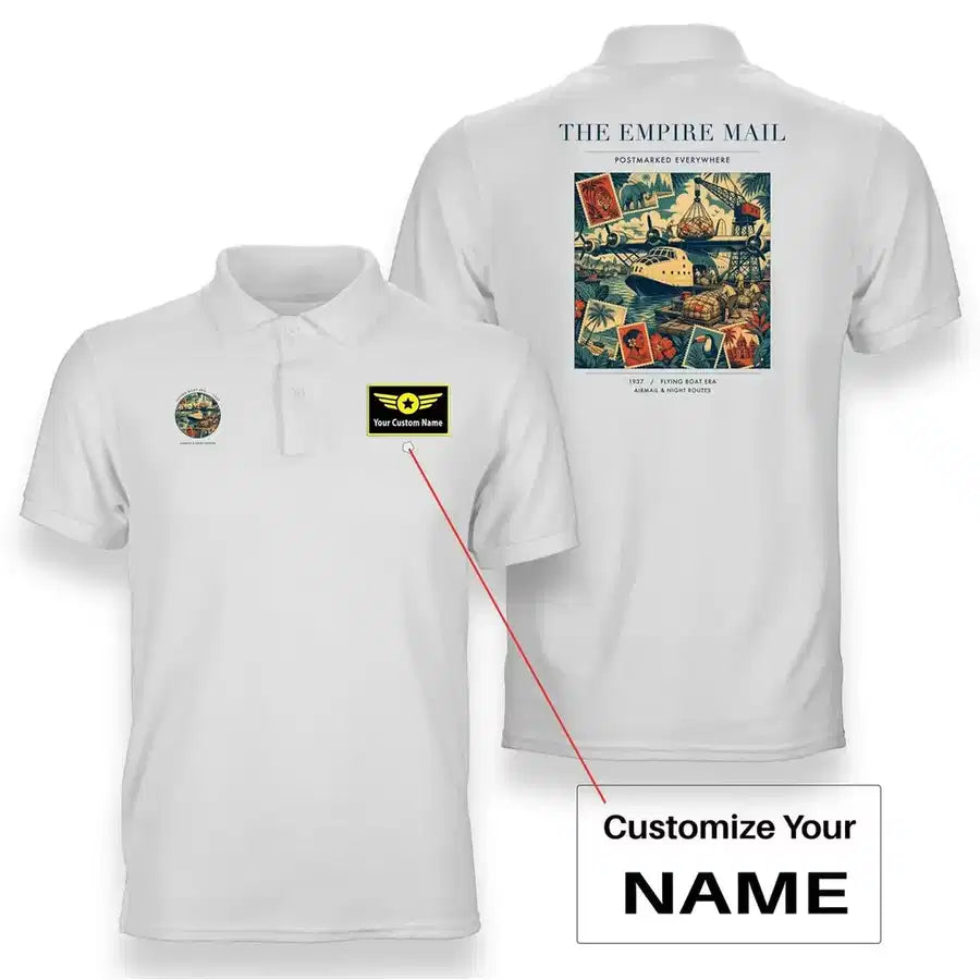 VINTAGE G4073 - The Empire Mail - Double-Side Polo T-Shirt design on white+name