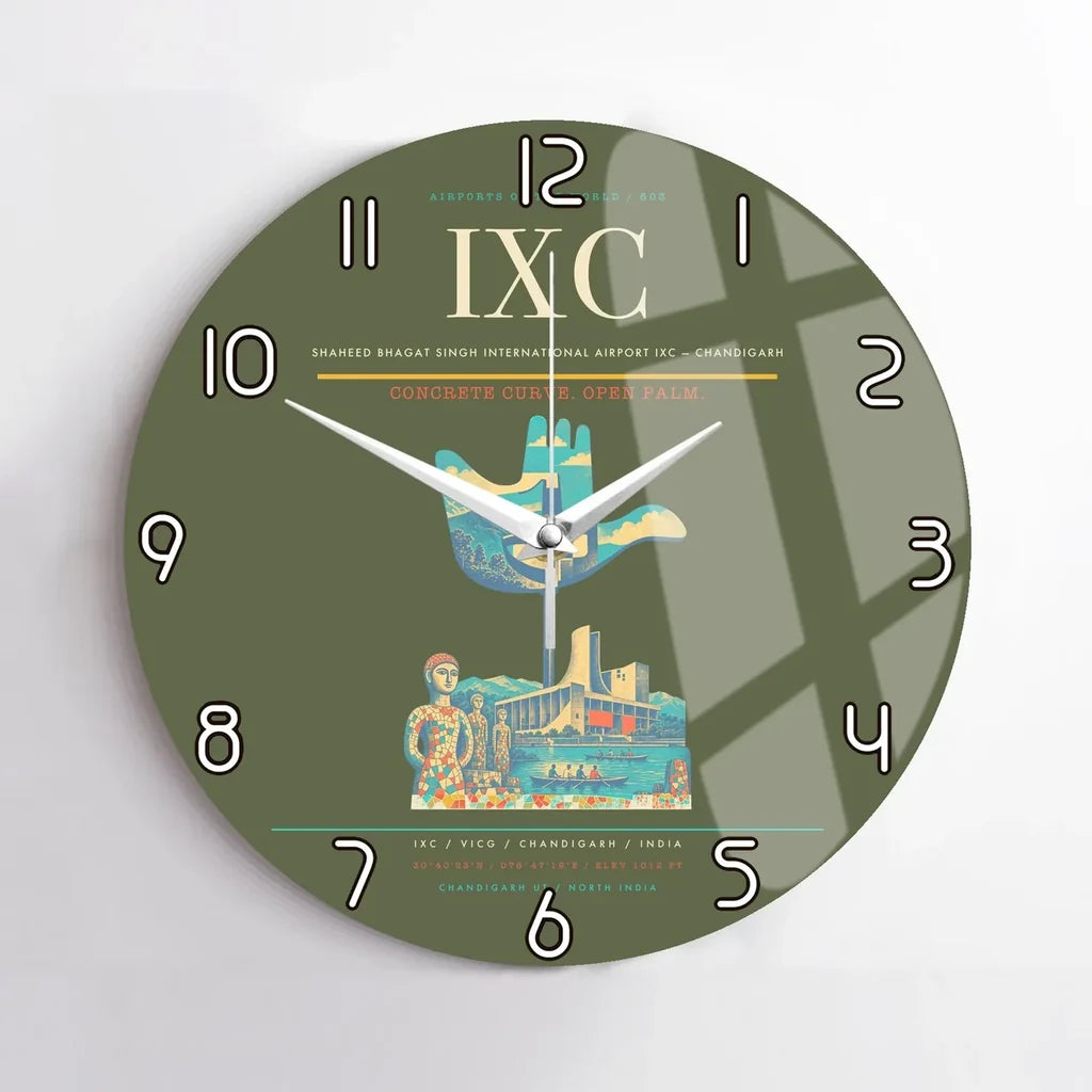 Shaheed Bhagat Singh International Airport (IXC) design on green army no frame wall clock