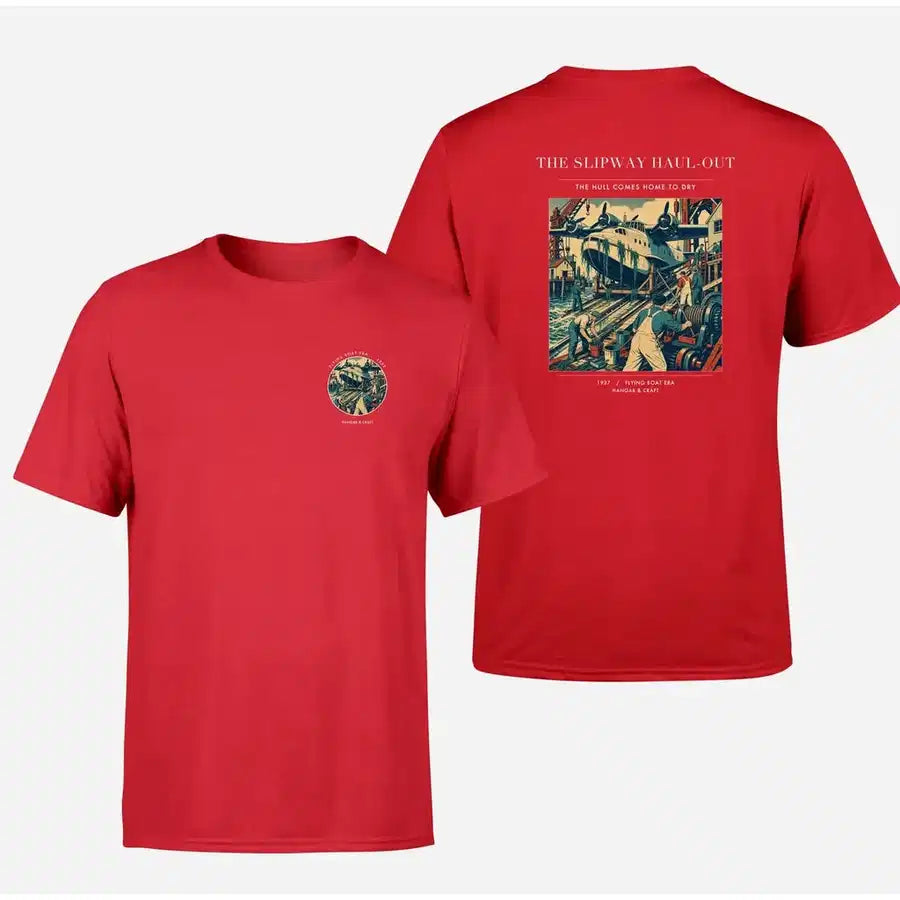 VINTAGE G4440 - The Slipway Haul-Out - Double-Side T-Shirt design on red double side t shirt