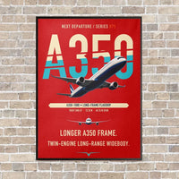 Thumbnail for Airbus A350-1000 vertical canvas print - framed - red background