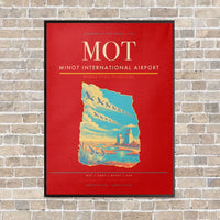 Thumbnail for Minot International Airport MOT vertical canvas print - framed - red background