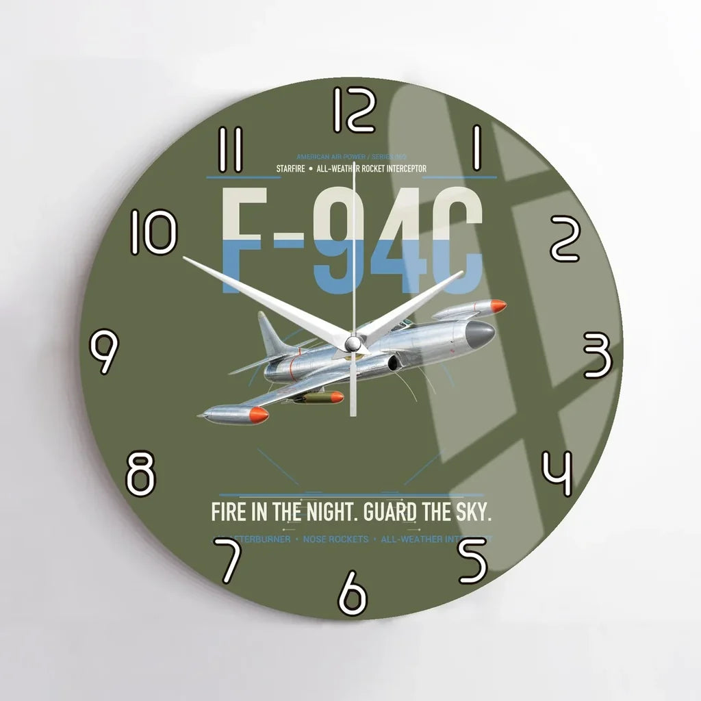 F-94C Starfire design on green army no frame wall clock