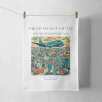 Thumbnail for VINTAGE G4388 - The County Seat Shuttle - Designed Towels design on white