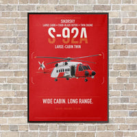 Thumbnail for Sikorsky S-92A vertical canvas print - framed - red background