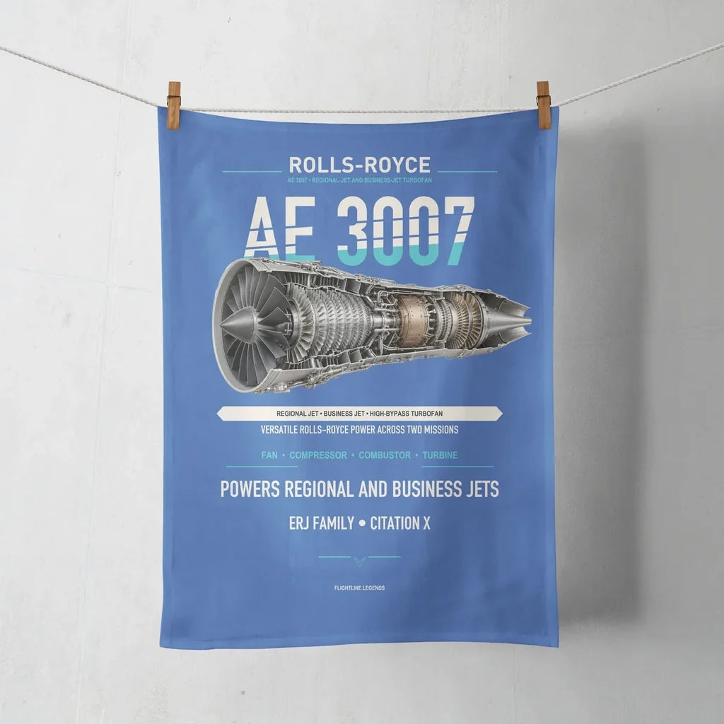 AE 3007 design on blue towel
