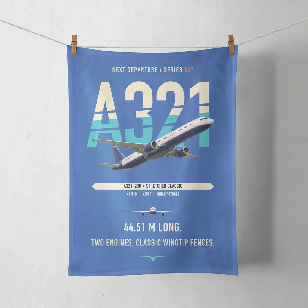 Airbus A321 design on blue towel