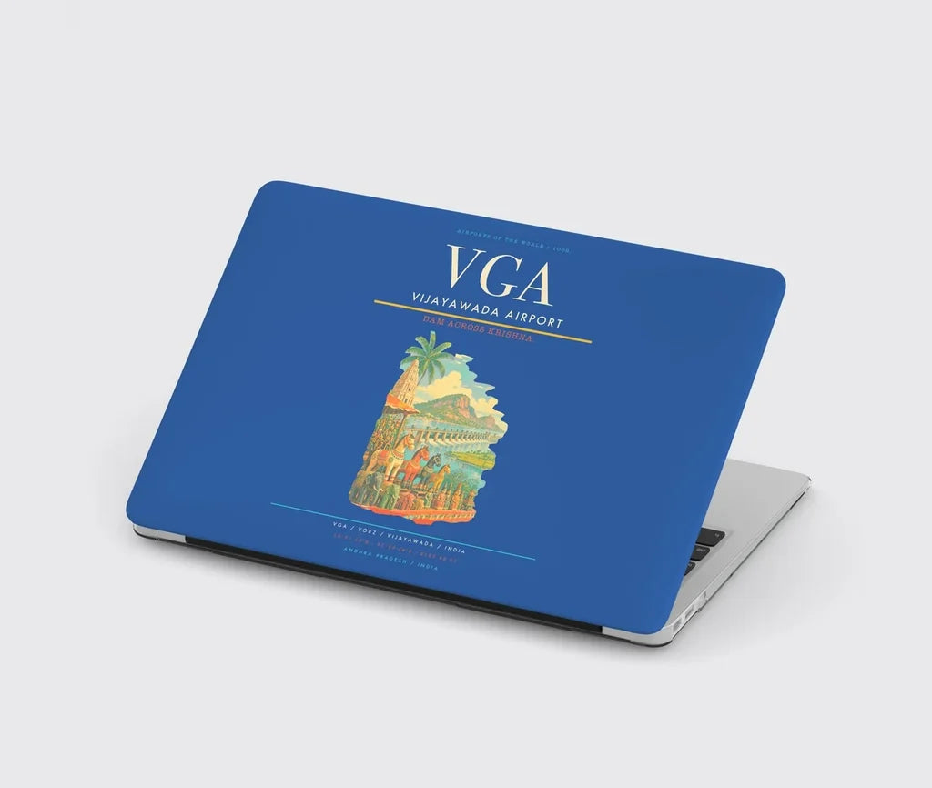Vijayawada Airport (VGA) design on blue MacBook case