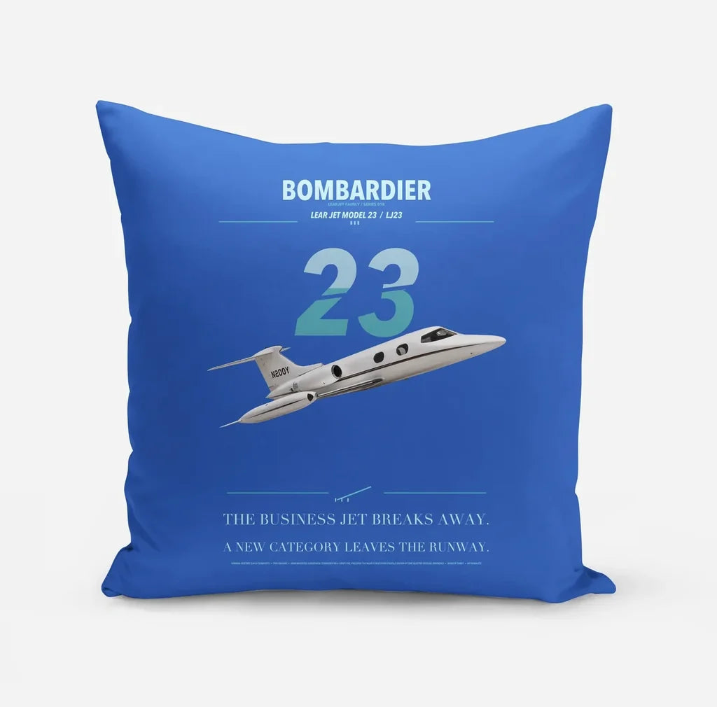 Bombardier Learjet 23 design on blue pillow