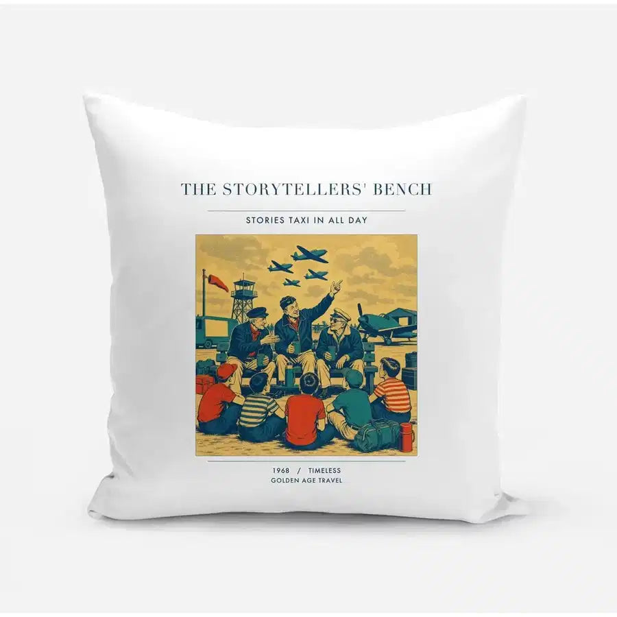 VINTAGE G4430 - The Storytellers' Bench - Designed Pillows design on white