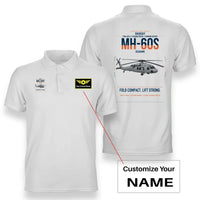 Thumbnail for Sikorsky MH-60S Seahawk design on white+name double-side polo t-shirt, double-side print