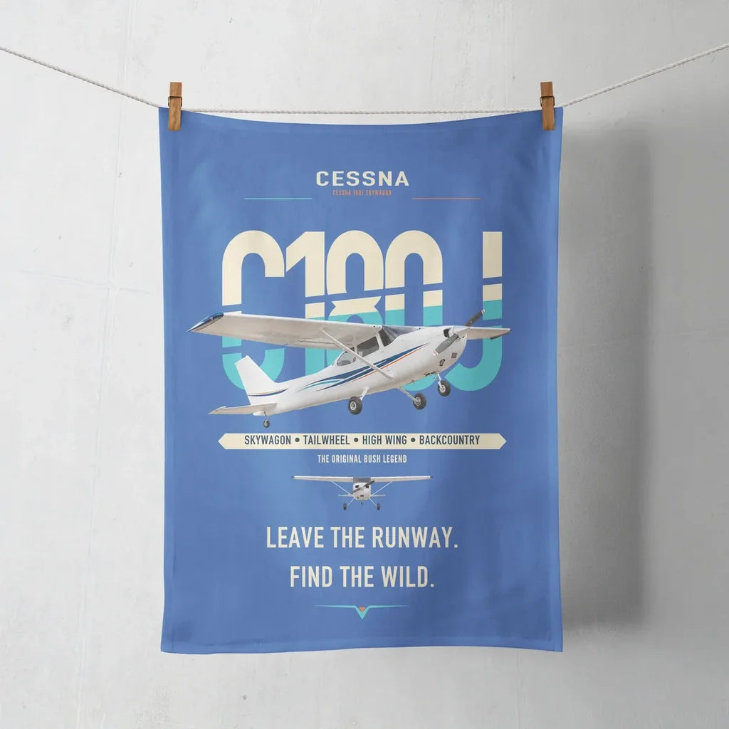 Cessna 180J Skywagon design on blue towel