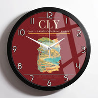 Thumbnail for Calvi - Sainte-Catherine Airport CLY Wall-Clock Framed - Dark Red