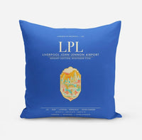 Thumbnail for Liverpool John Lennon Airport (LPL) design on blue pillow
