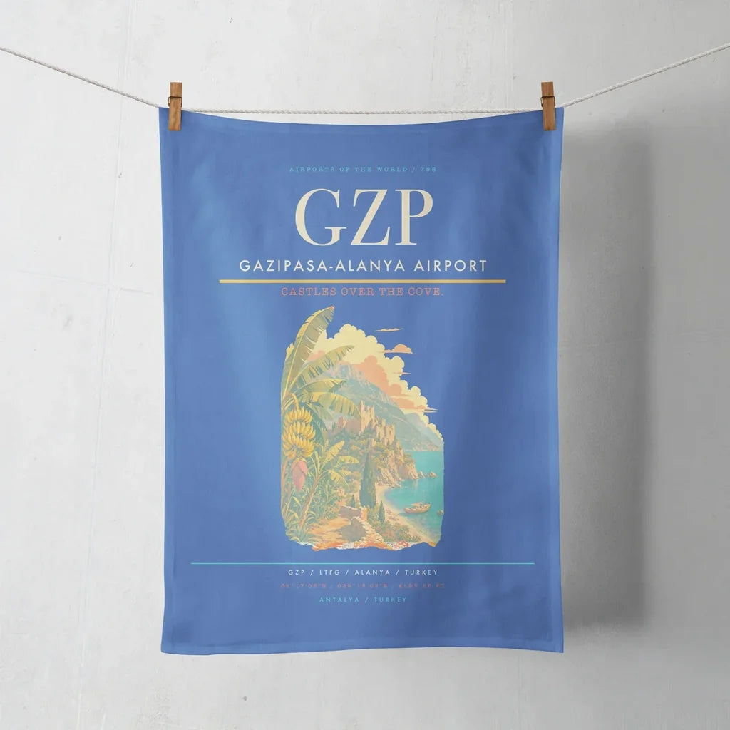 Gazipasa-Alanya Airport (GZP) design on blue towel