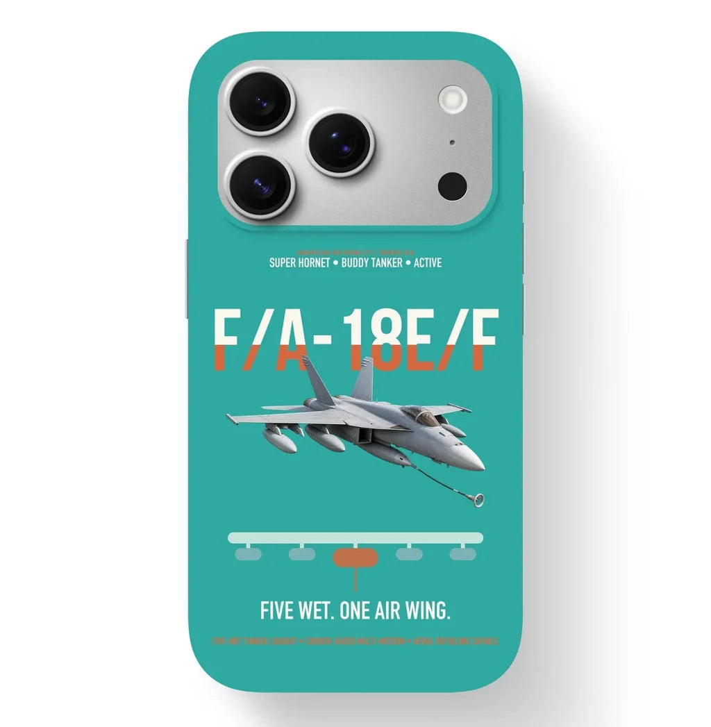 F A-18E F Buddy Tanker design on turquoise magsafe iphone case, for iPhone 17 Pro