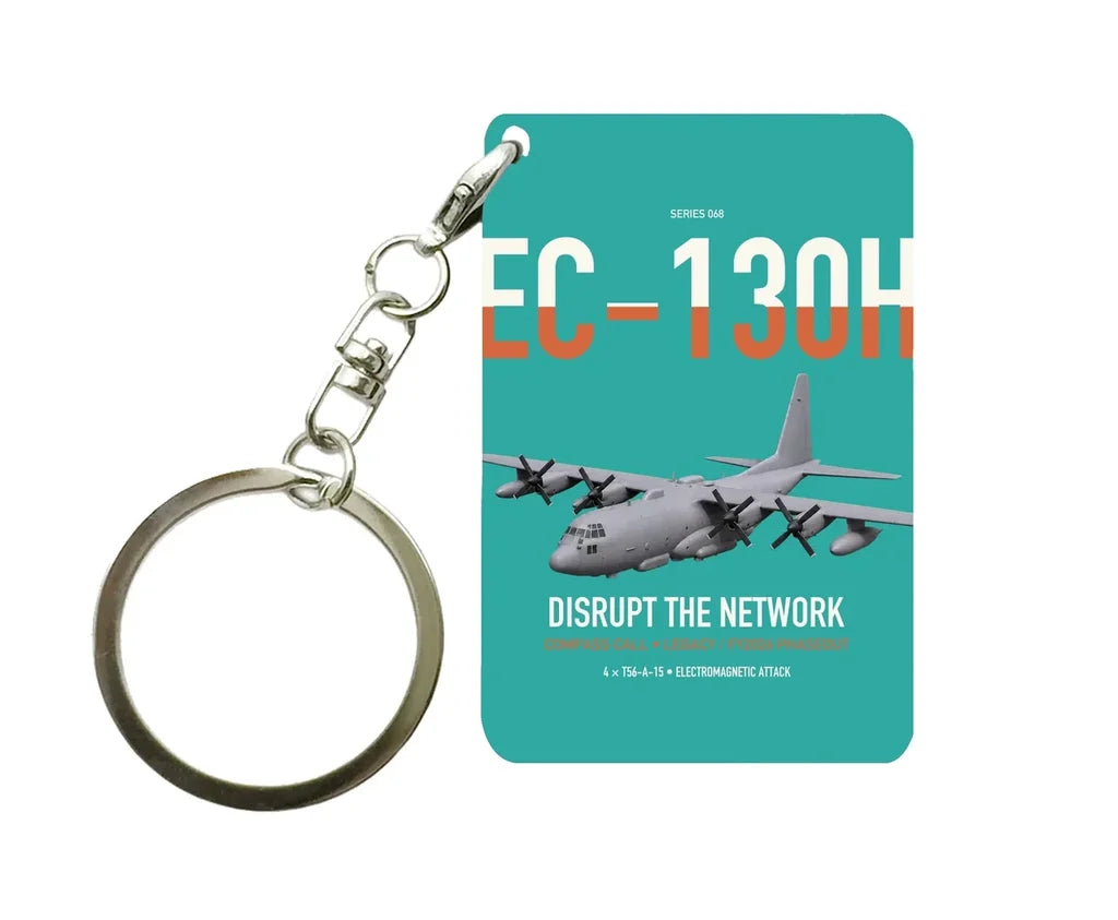 EC-130H Compass Call design on turquoise designed key chain, double-side print