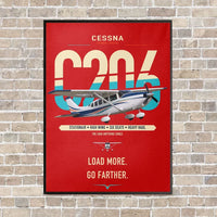 Thumbnail for Cessna 206 Stationair vertical canvas print - framed - red background