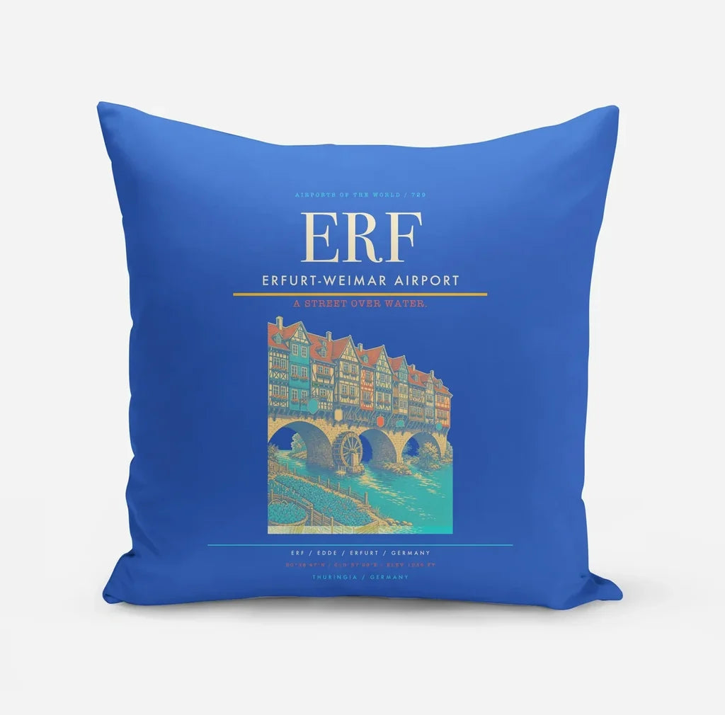 Erfurt-Weimar Airport (ERF) design on blue pillow