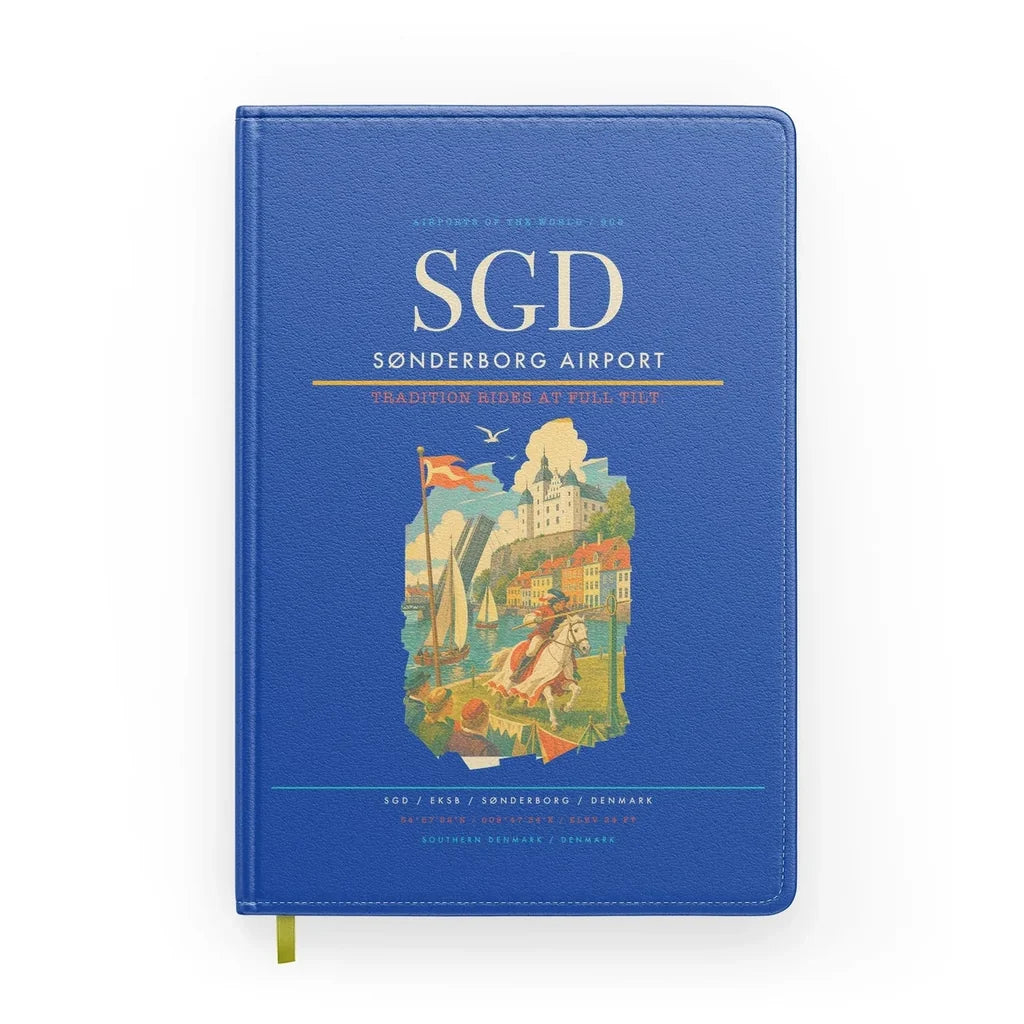 Sønderborg Airport (SGD) design on blue notebook