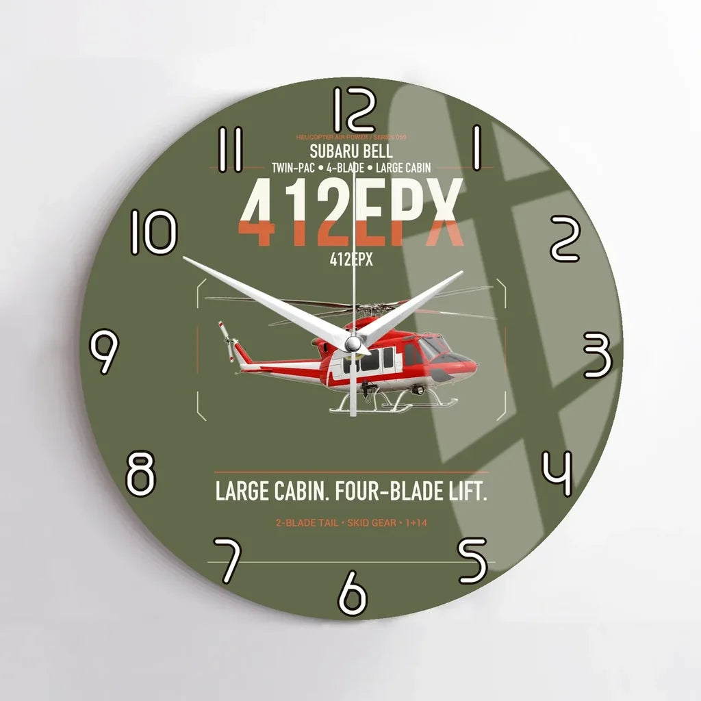 SUBARU Bell 412EPX design on green army no frame wall clock