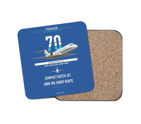 Thumbnail for Fokker 70 design on blue 1 piece coaster