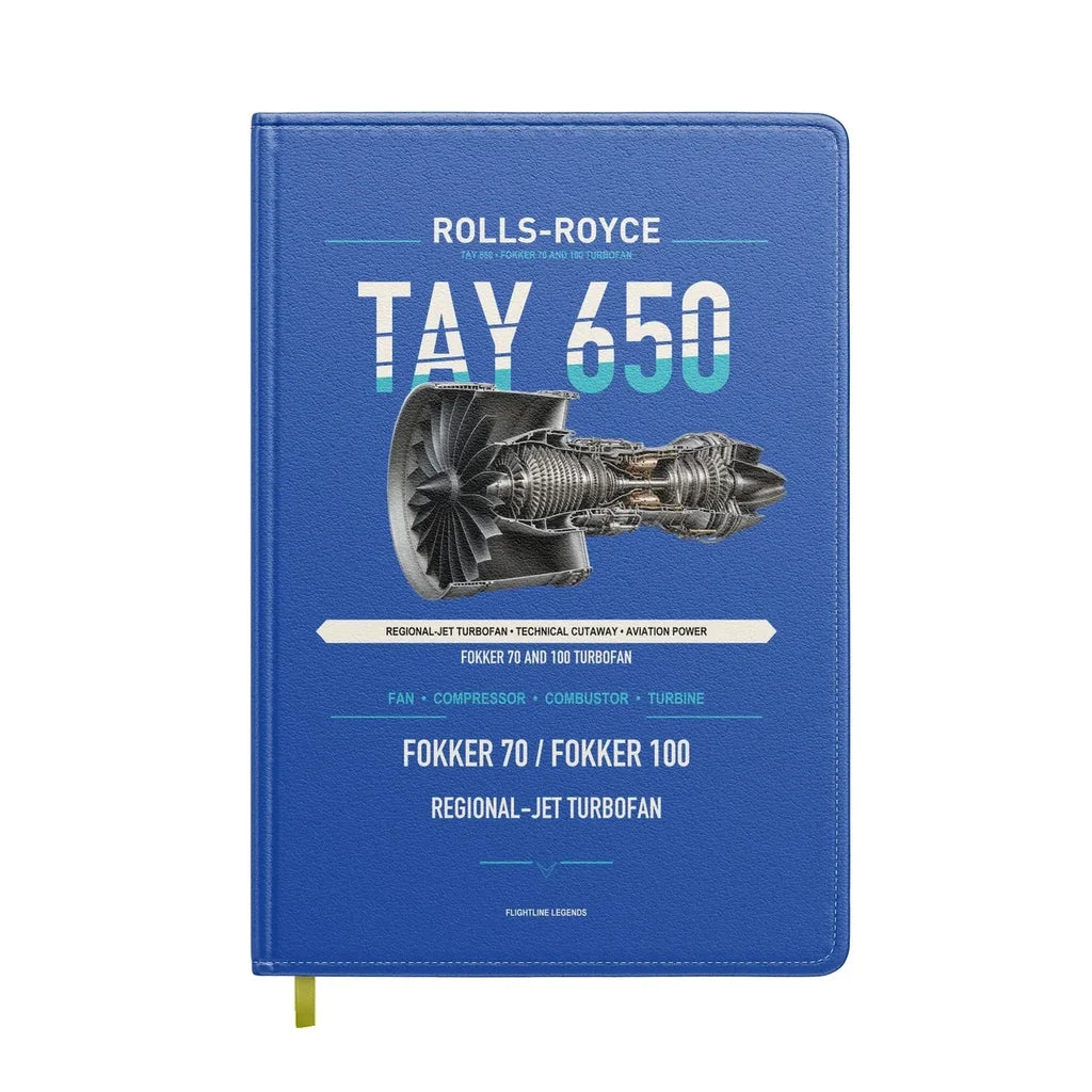 TAY 650 design on blue notebook