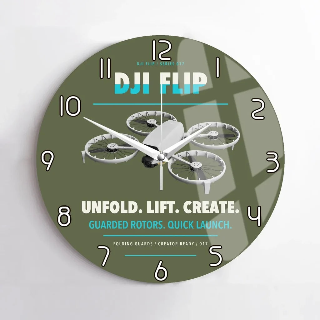 DJI Flip design on green army no frame wall clock