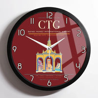 Thumbnail for Rafael Nunez International Airport CTG Wall-Clock Framed - Dark Red