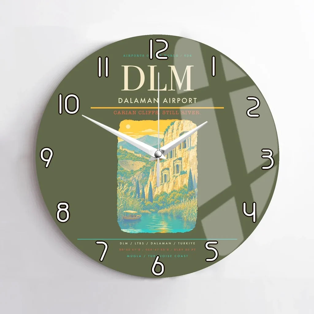 Dalaman Airport (DLM) design on green army no frame wall clock