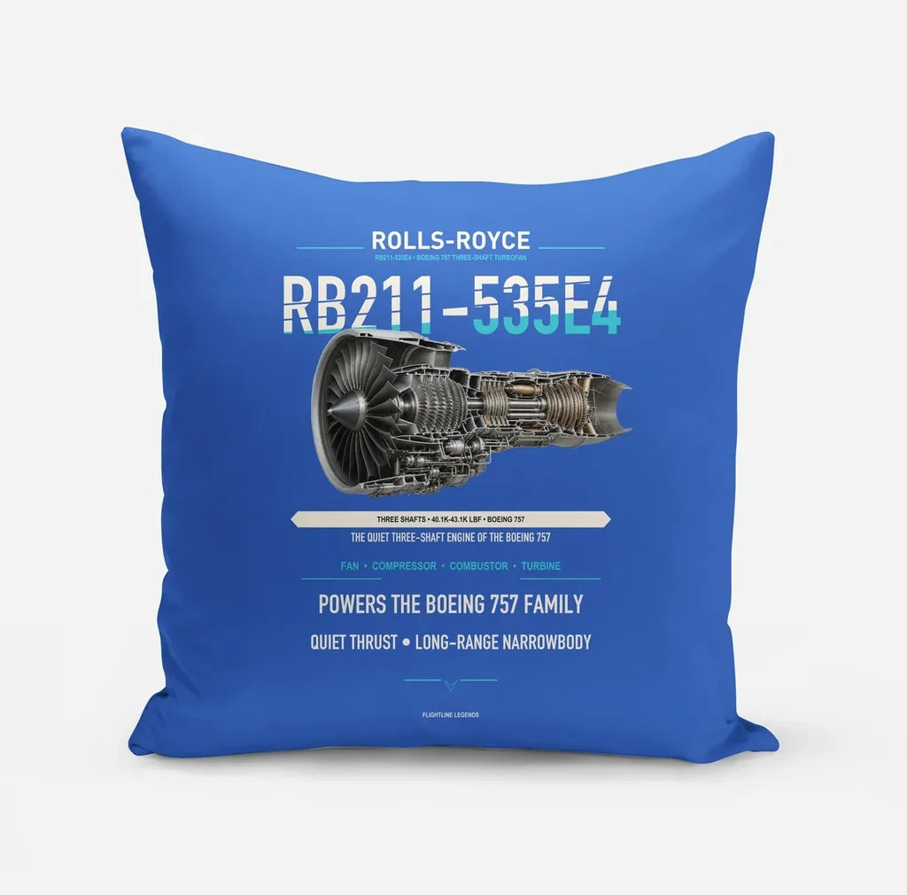 RB211-535E4 design on blue pillow