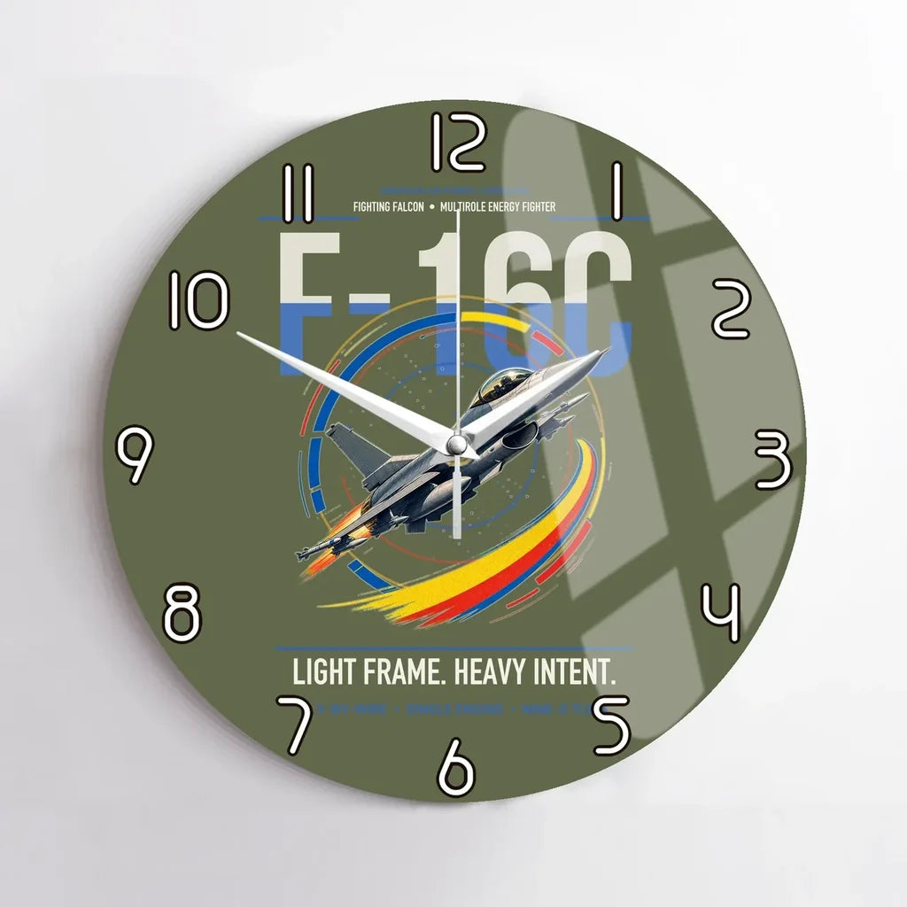 F-16C Fighting Falcon design on green army no frame wall clock