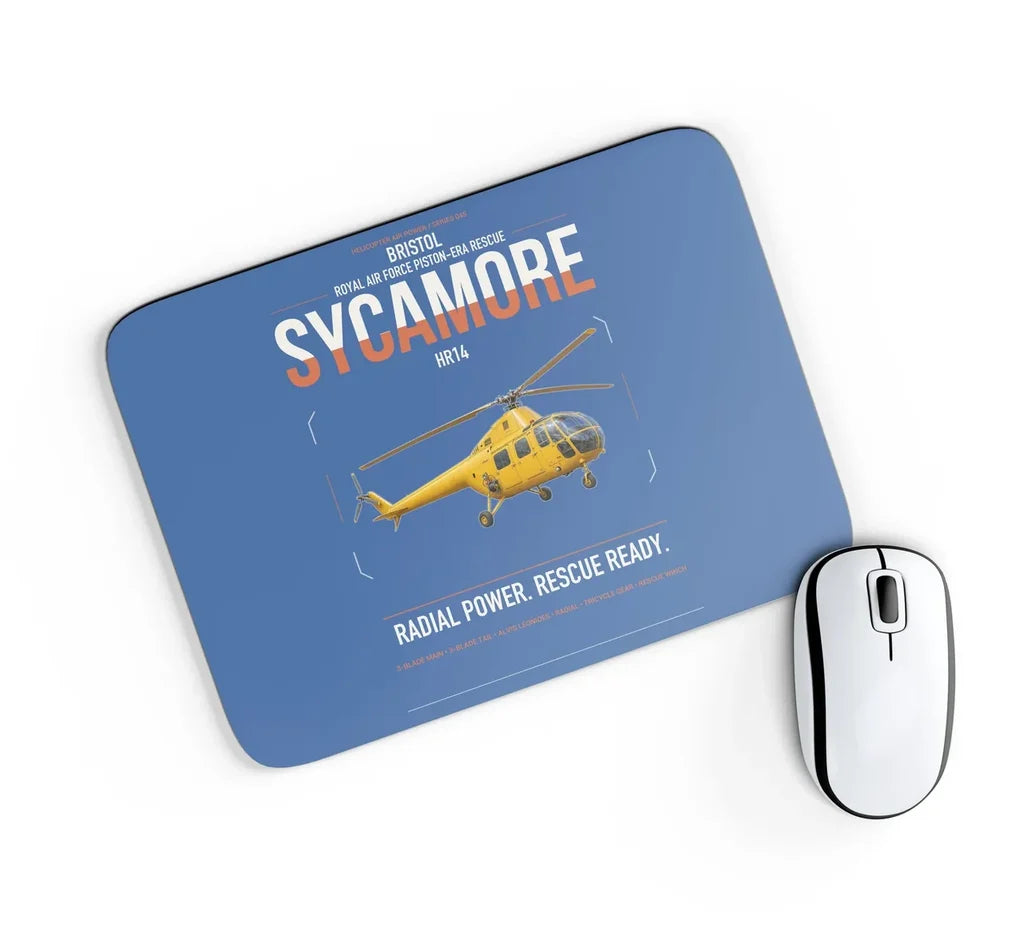 Bristol Sycamore HR14 design on blue rectangle mouse pad