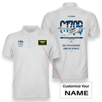 Thumbnail for Cessna 170B design on white+name double-side polo t-shirt, double-side print