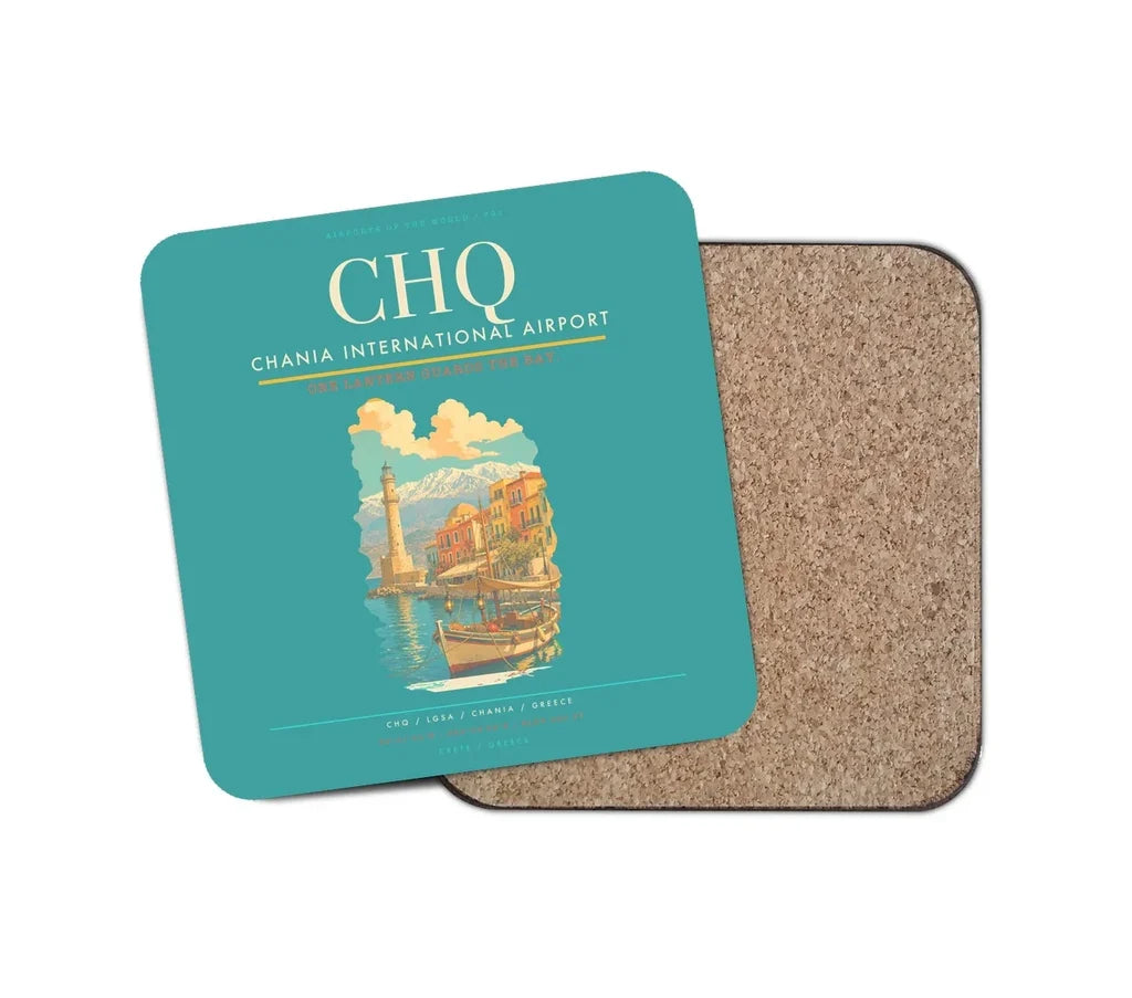 Chania International Airport CHQ Coaster 1-Piece - Turquoise