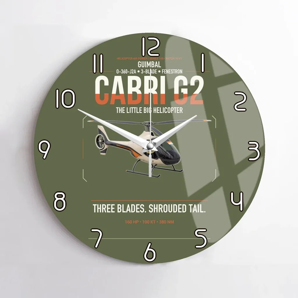 Guimbal Cabri G2 design on green army no frame wall clock